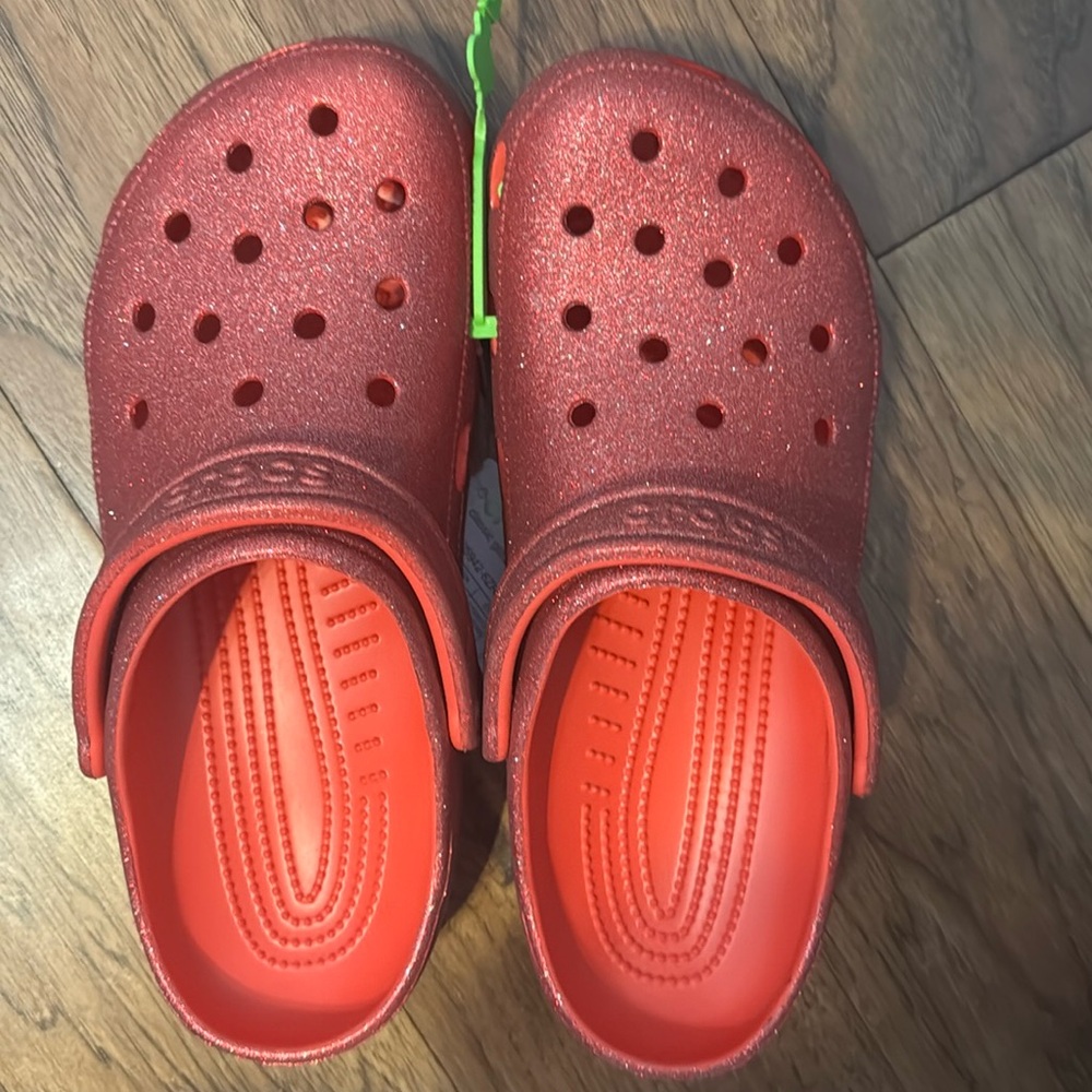 CROCS Cherry Red Classic Glitter Clog Unisex Multiple Sizes